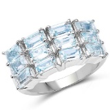 3.84 Carat Genuine Blue Topaz .925 Sterling Silver Ring