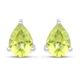 1.33 Carat Genuine Peridot .925 Sterling Silver Earrings