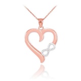 10K Two-Tone Rose Gold Infinity Heart Diamond Pendant Necklace APPROX .015 CTW (SI1-2 G-H)