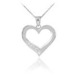 10K White Gold Open Heart Diamond Pendant Necklace APPROX .05 CTW (SI1-2 G-H)