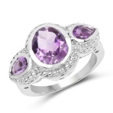 3.30 Carat Genuine Amethyst .925 Sterling Silver Ring