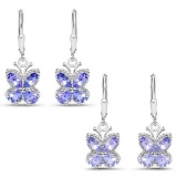 2.08 Carat Genuine Tanzanite .925 Sterling Silver Earrings