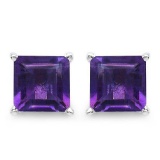 2.25 Carat Genuine Amethyst .925 Streling Silver Earrings