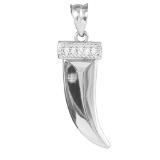 10K White Gold Tiger Tooth Pendant with Diamonds APPROX .08 CTW (SI1-2 G-H)