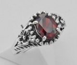 Synthetic Garnet Ring - Sterling Silver