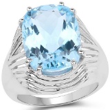 12.10 Carat Genuine Blue Topaz .925 Sterling Silver Ring