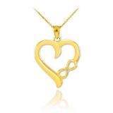 10K Gold Infinity Heart Diamond Pendant Necklace APPROX .015 CTW (SI1-2 G-H)