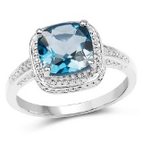 2.50 Carat Genuine London Blue Topaz .925 Sterling Silver Ring