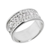 10K White Gold Celtic Knot Diamond Wedding Band APPROX .12 CTW