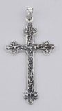 Antique Style Cross Pendant - Classic Wandering Vine Pattern Sterling Silver