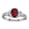 Certified 14k White Gold Oval Garnet And Diamond Ring 0.74 CTW