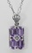 Art Deco Amethyst Filigree Diamond Pendant / 18 Inch Chain Sterling Silver