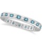 Blue and White Diamond Channel Set Eternity Ring Band 14k Gold (1.00ct)