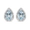 Pear Aquamarine and Diamond Stud Earrings 14k White Gold (1.20ct)