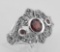 Antique Style Genuine Red Garnet and Marcasite Ring - Sterling Silver