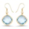 14K Yellow Gold Plated 29.00 Carat Genuine Blue Topaz .925 Sterling Silver Earrings