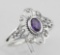 Antique Style Genuine Purple Amethyst Ring - Sterling Silver