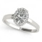 CERTIFIED 14KT WHITE GOLD .95 CT G-H/VS-SI1 DIAMOND HALO ENGAGEMENT RING