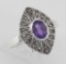 Lovely 1/2 Carat Genuine Amethyst and Marcasite Ring - Sterling Silver