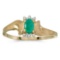 Certified 10k Yellow Gold Oval Emerald And Diamond Satin Finish Ring 0.17 CTW