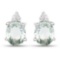 0.64 Carat Genuine Green Sapphire and White Diamond .925 Sterling Silver Earrings