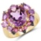 14K Yellow Gold Plated 5.25 Carat Genuine Amethyst Rhodolite and Blue Diamond .925 Sterling Silver R