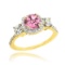 10K Gold Pink Zirconia Diamond Engagement Ring APPROX 1.81 CTW