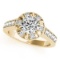 CERTIFIED 18K YELLOW GOLD 1.25 CT G-H/VS-SI1 DIAMOND HALO ENGAGEMENT RING