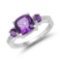 2.38 Carat Genuine Amethyst and White Topaz .925 Sterling Silver Ring