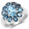 3.60 Carat Genuine Blue Topaz and London Blue Topaz .925 Sterling Silver Ring