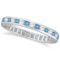 Blue Topaz and Diamond Channel-Set Eternity Ring 14k White Gold (1.00ct)