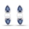 3.08 Carat Genuine Blue Sapphire and Pearl .925 Sterling Silver Earrings