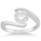 14k White Gold Tension Set Swirl Solitaire Diamond Engagement Ring (1.25 ctw)