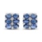 2.66 Carat Genuine Blue Sapphire and White Diamond .925 Sterling Silver Earrings