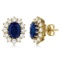 Oval Blue Sapphire and Diamond Accented Earrings 14k Yellow Gold (7.10ctw)