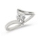 Certified 10K White Gold Diamond Leaf Ring 0.02 CTW