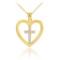 10K Gold Open Heart Diamond Cross Pendant APPROX .13 CTW (SI1-2, G-H)
