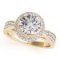 CERTIFIED 18K YELLOW GOLD 0.86 CT G-H/VS-SI1 DIAMOND HALO ENGAGEMENT RING