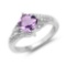 1.32 Carat Genuine Amethyst and White Topaz .925 Sterling Silver Ring