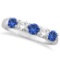Five Stone Blue Sapphire and Diamond Ring 14k White Gold (1.00ctw)
