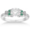 Butterfly Diamond and Emerald Engagement Ring 14k White Gold (1.20ct)