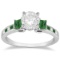 Princess Cut Diamond and Emerald Engagement Ring 18k White Gold (1.18ct)