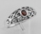 Antique Style Genuine Garnet Ring - Sterling Silver