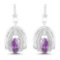 2.20 Carat Genuine Amethyst and White Topaz .925 Sterling Silver Earrings