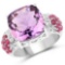 6.55 Carat Genuine Amethyst Ruby and White Topaz .925 Sterling Silver Ring