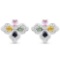 1.67 Carat Genuine Multi Sapphire and White Zircon .925 Sterling Silver Earrings