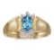 Certified 10k Yellow Gold Oval Blue Topaz And Diamond Ring 0.41 CTW