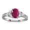 Certified 14k White Gold Oval Ruby And Diamond Ring 0.77 CTW
