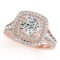 Square Double Halo Diamond Engagement Ring 14k Rose Gold 2.00ct