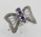 Beautiful Butterfly Design Amethyst and Marcasite Ring Sterling Silver